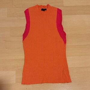 Anthropologie Orange Ribbed Sleeveless Top with Pink Side Panels